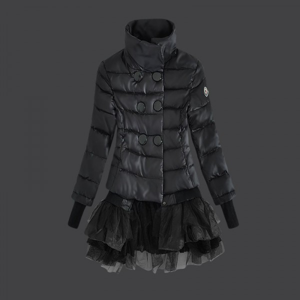 Moncler Donna giubbotti stand Collare Nero Presa M1001